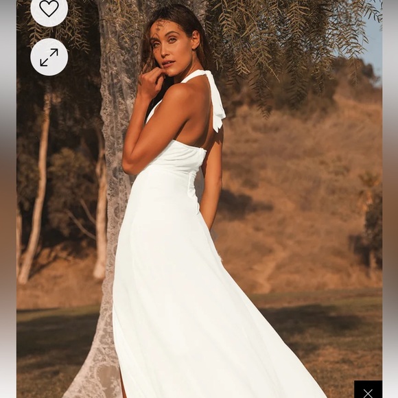 ⭐️ SALE ⭐️ Lulus Truly Delightful White Halter Maci Dress - Picture 2 of 5